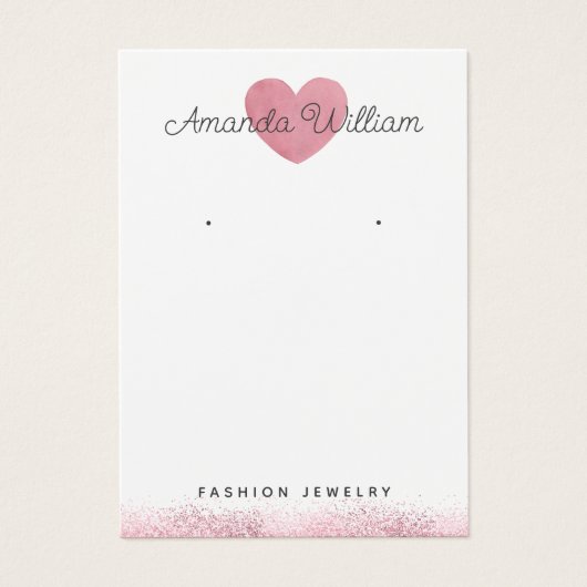 水モダン色ピンクハートイヤリング表示カード (正面)