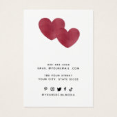 水モダン色ピンクハートイヤリング表示カード (裏面)