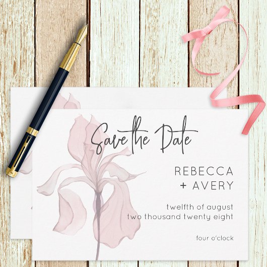 水モダン色ピンクフローラ結婚ズ セーブザデート