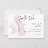 水モダン色ピンクフローラ結婚ズ セーブザデート (正面)