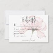 水モダン色ピンクフローラ結婚ズ 出欠カード (正面)