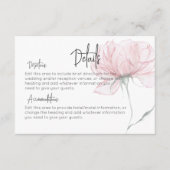 水モダン色ピンクフローラ結婚詳細 エンクロージャーカード (正面)