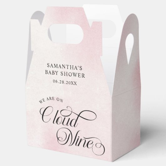 水モダン色ピンク彼女はクラウドナインベビー フェイバーボックス (オープン)