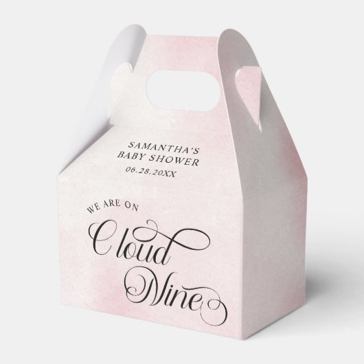 水モダン色ピンク彼女はクラウドナインベビー フェイバーボックス (正面サイド)