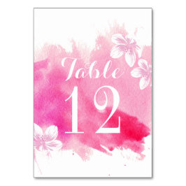 水モダン色ピンク結婚の花のテーブル番号 テーブルナンバー