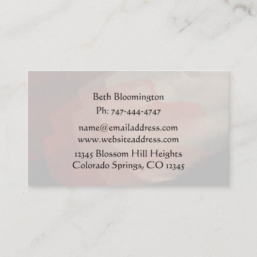 水モダン色ピンク開花フローラ名刺 名刺 (裏面)