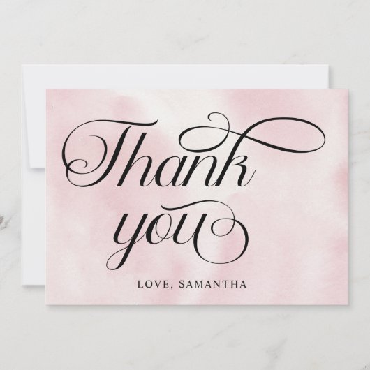 水モダン色ピンク雲9赤ちゃんシャワー サンキューカード (正面)