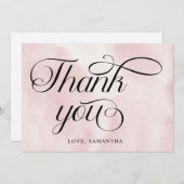 水モダン色ピンク雲9赤ちゃんシャワー サンキューカード (正面/裏面)