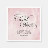 水モダン色ピンク雲9赤ちゃんシャワー スタンダードカクテルナプキン (正面)