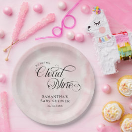 水モダン色ピンク雲9赤ちゃんシャワー ペーパープレート