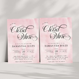 水モダン色ピンク雲9赤ちゃんシャワー 招待状