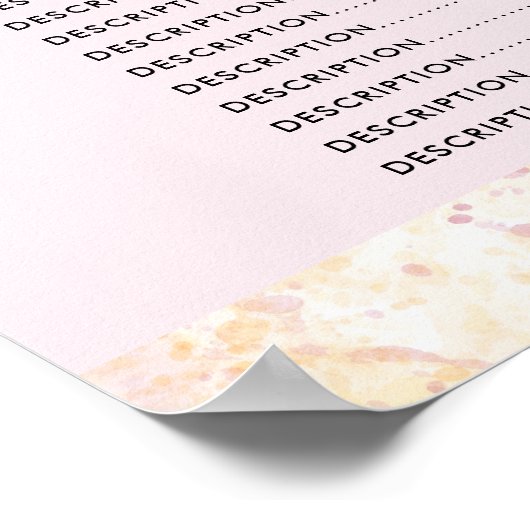 水モダン色ピンク黄色の価格表ポスター ポスター (角)