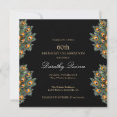 水モダン色ピーコックフェザー誕生日 招待状 (正面)