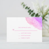 水モダン色ピーチピンクRSVPカード挿入 出欠カード (スタンド正面)