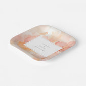 水モダン色ピーチフローラ結婚ズ ペーパープレート (傾斜あり)