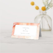 水モダン色ピーチフローラ結婚テーブル プレイスカード (裏面)
