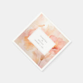 水モダン色ピーチ結婚フラーズ スタンダードカクテルナプキン (角)