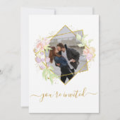 水モダン色フォト結婚ズ 招待状 (正面)