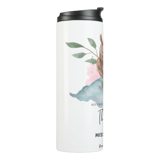 水モダン色フクロウありがとう先生 タンブラー (回転左)