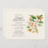水モダン色フラワーブライダルシャワー 招待状 (正面/裏面)