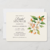 水モダン色フラワーブライダルシャワー 招待状 (正面)