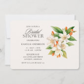 水モダン色フラワーブライダルシャワー 招待状 (正面)