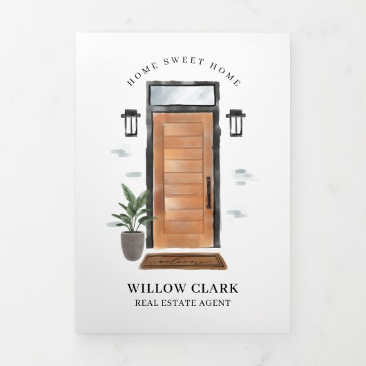 水モダン色フロントドア実在エテートマーケティング 三つ折りカード (カバー)