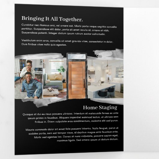 水モダン色フロントドア実在エテートマーケティング 三つ折りカード (内部最初)