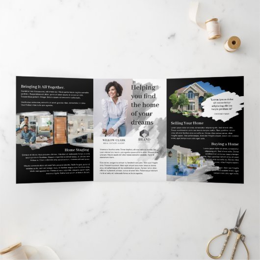 水モダン色フロントドア実在エテートマーケティング 三つ折りカード (内部)