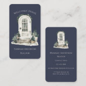 水モダン色フロントドア実在エテート不動産仲介業者 名刺 (正面/裏面)