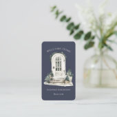 水モダン色フロントドア実在エテート不動産仲介業者 名刺 (スタンド正面)