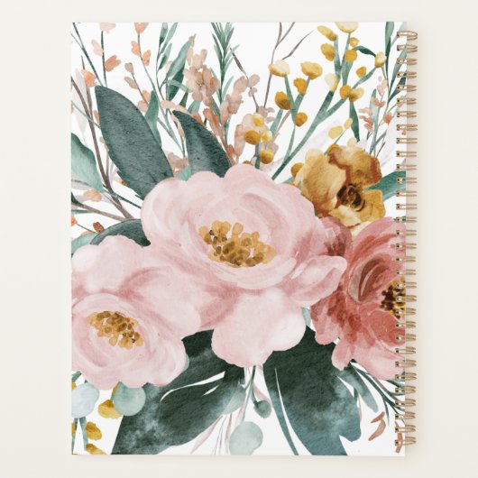 水モダン色フローラと葉エレガント プランナー手帳 (裏面)