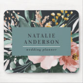 水モダン色フローラと葉エレガント マウスパッド (正面)