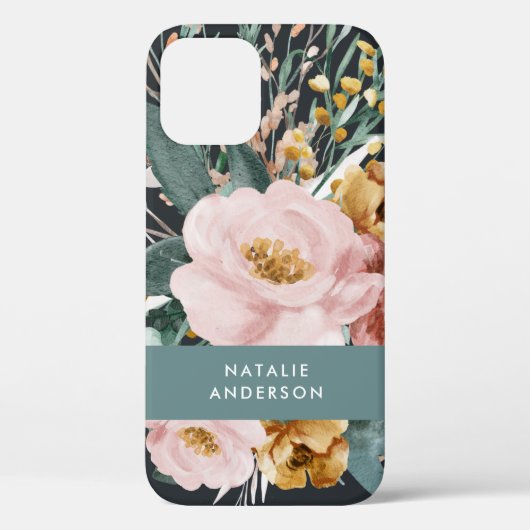 水モダン色フローラと葉エレガント Case-Mate iPhoneケース (裏面)