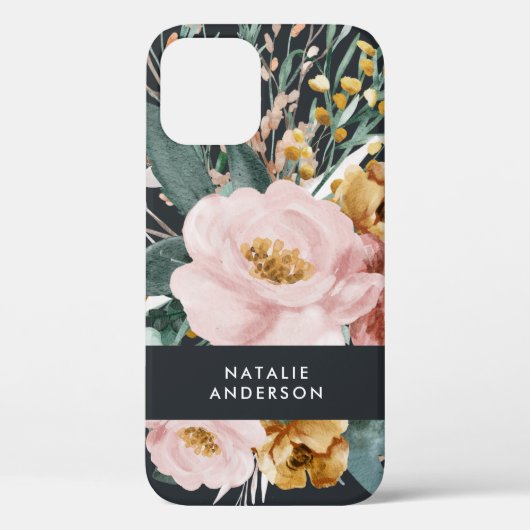 水モダン色フローラと葉エレガント Case-Mate iPhoneケース (裏面)