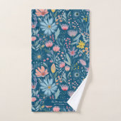 水モダン色フローラのファパーソナライズされたミリ名 バスタオルセット (ハンドタオル)