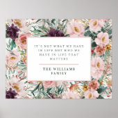 水モダン色フローラエレガントファミリー引用文 ポスター (正面)