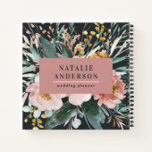 水モダン色フローラエレガント ノートブック (裏面)