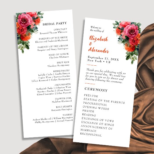 水モダン色フローラオレンジ&ピンク結婚ズ プログラム