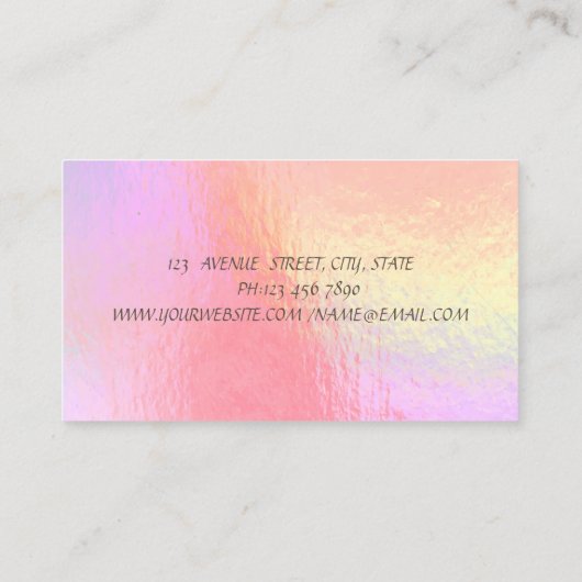 水モダン色フローラカップケーキホログラフィック 名刺 (裏面)