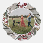 水モダン色フローラクリスマスフォト オーナメントカード (正面)