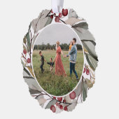 水モダン色フローラクリスマスフォト オーナメントカード (左)