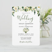 水モダン色フローラグリーン結婚式招待状 招待状 (スタンド正面)