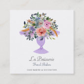 水モダン色フローラケーキスタンドベーカリーシェフ スクエア名刺 (正面)