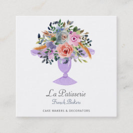 水モダン色フローラケーキスタンドベーカリーシェフ スクエア名刺