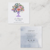 水モダン色フローラケーキスタンドベーカリーシェフ スクエア名刺 (正面/裏面)