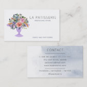 水モダン色フローラケーキスタンドベーカリーシェフ 名刺 (正面/裏面)