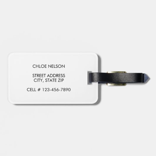 水モダン色フローラストライプパーソナライズされた ラゲッジタグ (裏面横)