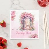 水モダン色フローラテディベア赤ちゃんシャワーN スタンダードランチョンナプキン (インサイチュ)