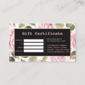 水モダン色フローラバラブラックメイクアップアーティスト ロイヤリティカード (裏面)